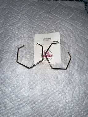 Geometric Hexagon Hoop Earrings with Tag
